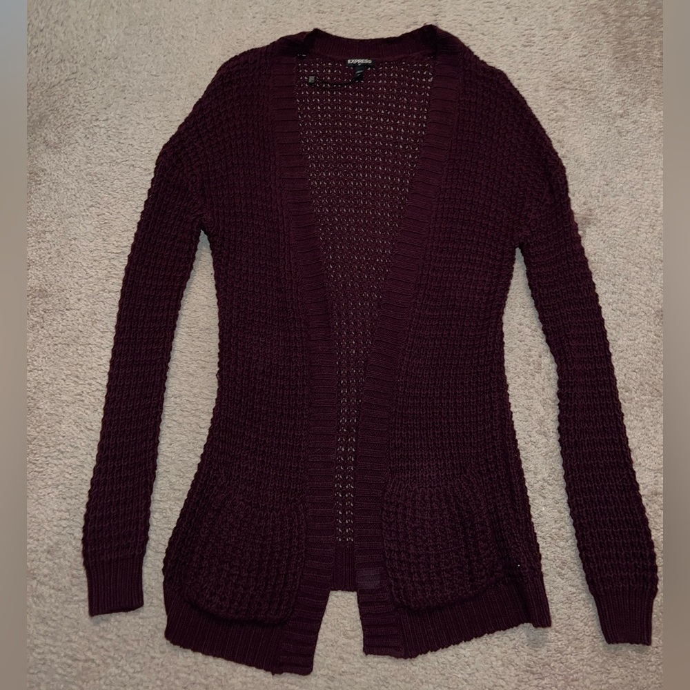 Express - Maroon/Red Cardigan Sweater with Pockets - Size Small - NWOT